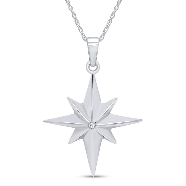 DiamondJewelryNY Silver Pendant Clear Cz North Star Necklace DiamondJewelryNY Silver Pendant Clear Cz North Star Necklace